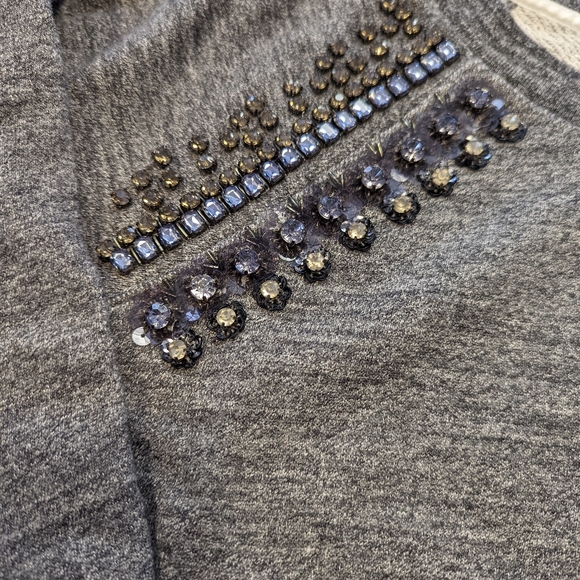 J. Crew Gray Beaded Sweatshirt Sz XS - Picture 3 of 6
